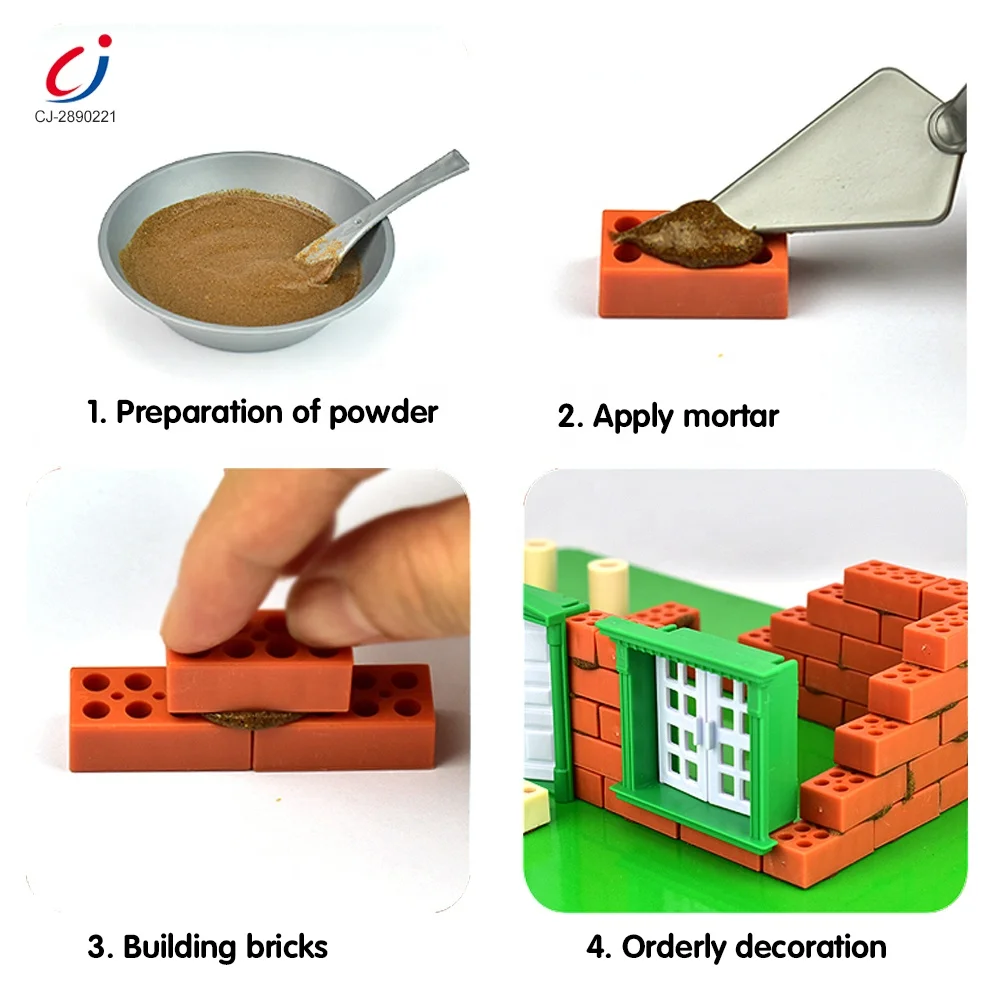 Chengji creative toys DIY garden villa clay connection small brick construction toys build real house mini cement bricks diy toy