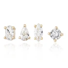 Cut Diamond Earrings Gemnel Fashion 925 Silver Jewelry Pear Cut Marqui Diamond Stud Earrings Woman