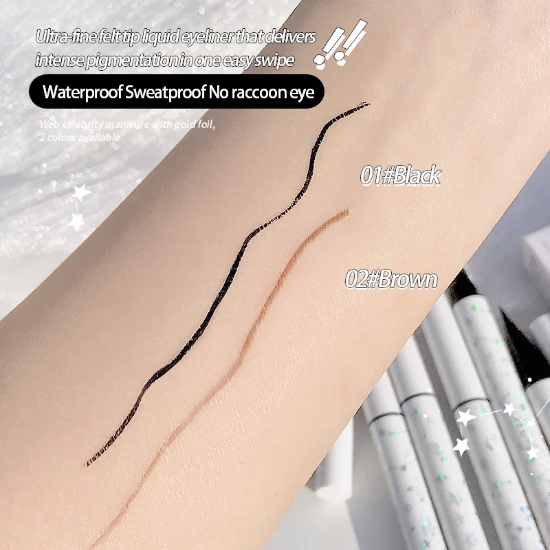 Holographic Eyeliner Pen Slim Tip Waterproof Long Lasting Smudgeproof Matte Black Brown Liquid Eyeliner Pen