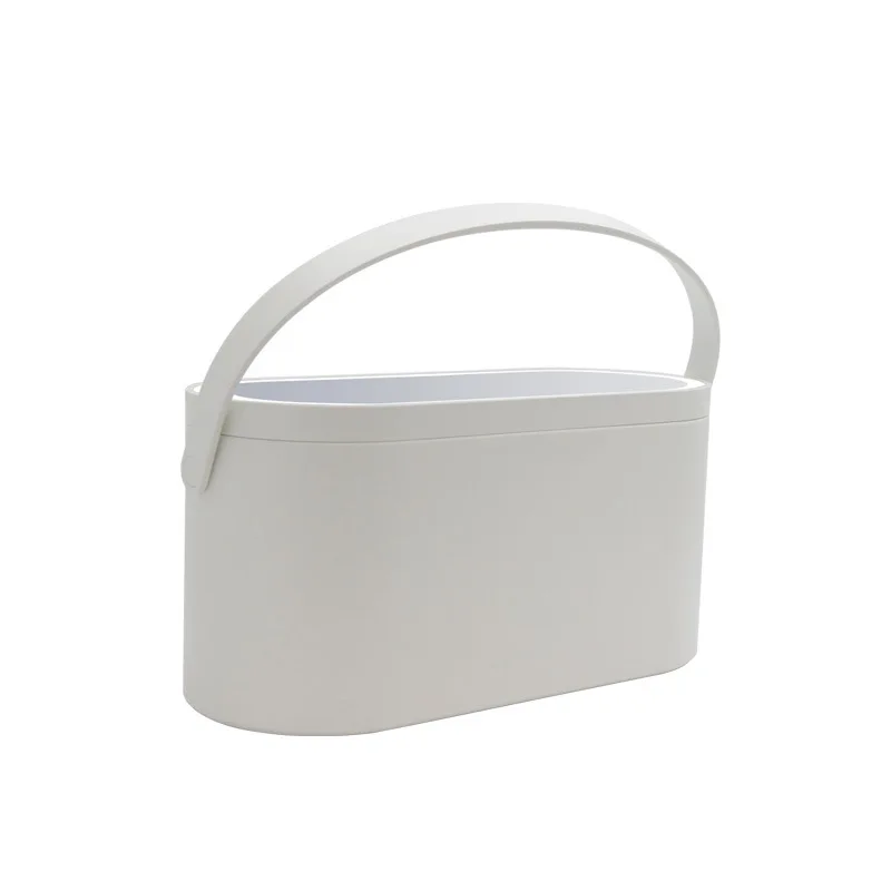 Portable LED Makeup Mirror with Plastic Cosmetic Organizer Storage Box for Jewelry Use