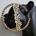 Earrings Hoop Earrings Custom Surface Processed Nameplate Bling Iced Diamond Earrings Hoop