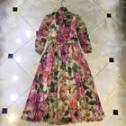 Ladies High Quality Boutique Floral Dress Ladies Pink Peony Rose Flower Dress