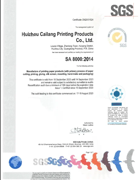 research and development huizhou cailang printing products co.