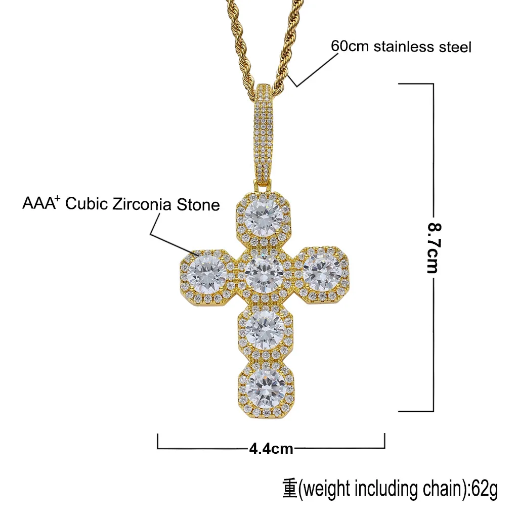 personalized custom diamond jewelry necklace purchasing agent,men women copper setting zircon Jesus cross necklace pendants