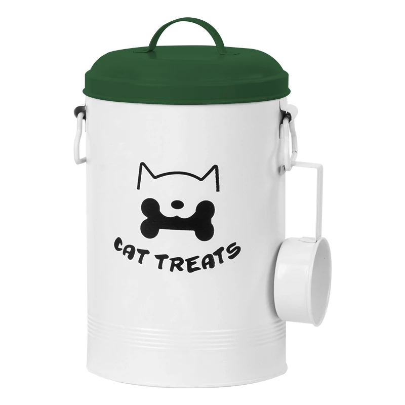 2023 New Arrival Christmas Gift Set Red and Green Color Airtight Cute Metal Pet Food Container for Dog and Cat