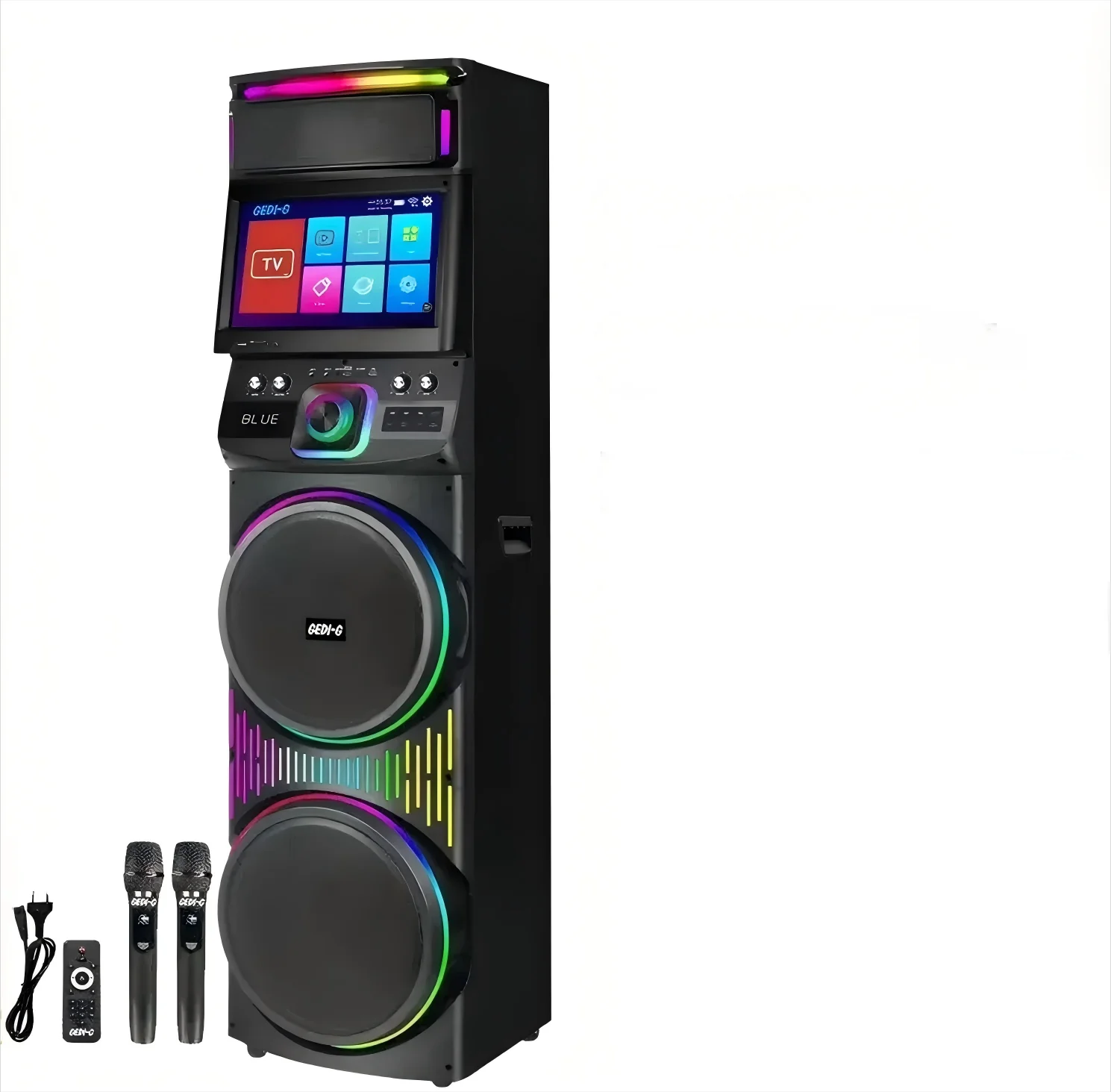 Latest GD-1417 1200W Partybox Speaker with Touch Screen Wifi Connection 15.4'' Screen TV Party Speaker with MIC Karaoke Speaker