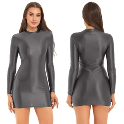 Girls Plus size Sexy short dress Long Sleeve Mini pencil Dress In Tight High Elastic Bodycon Dresses