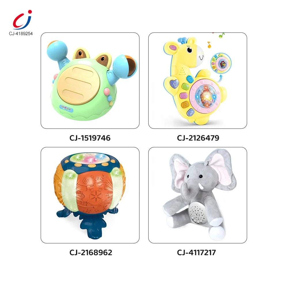 Chengji early educational soft musical hand clapping drum toys electronic soothing music stuffed toy plush guitar for baby