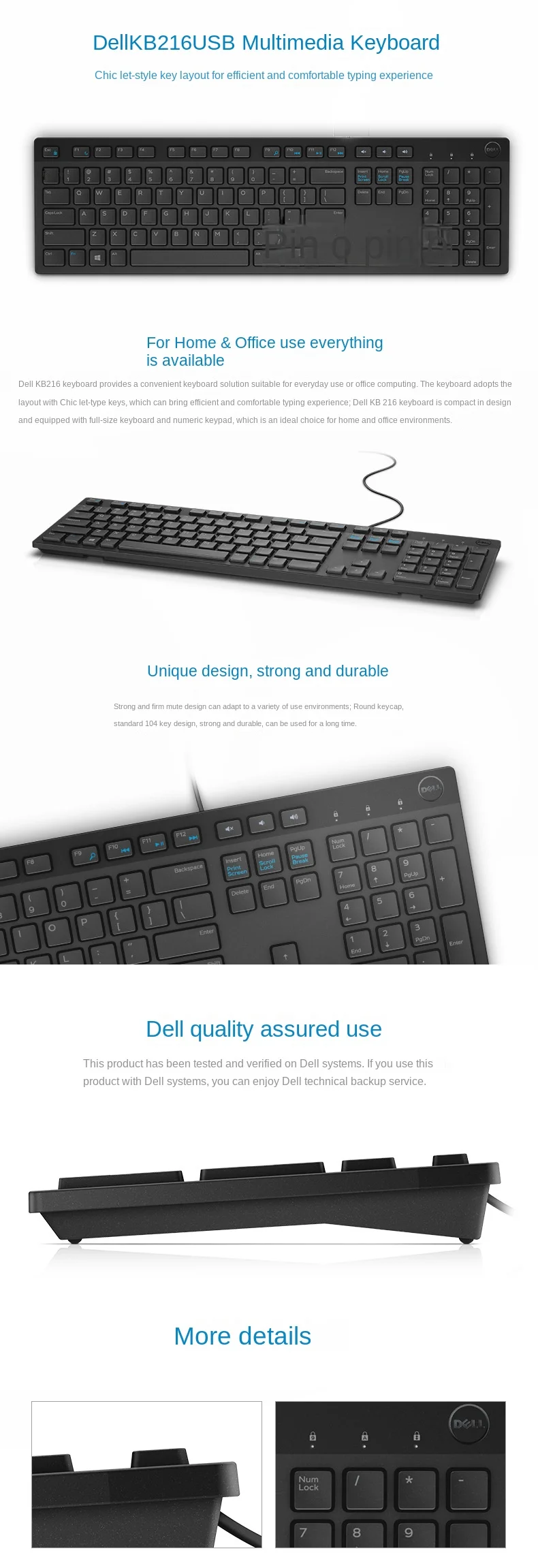 Business Office Universal Keyboard and Mouse Set Suitable for Dell KB216 Wired Keyboard Chocolate Notebook Desktop Computer LED