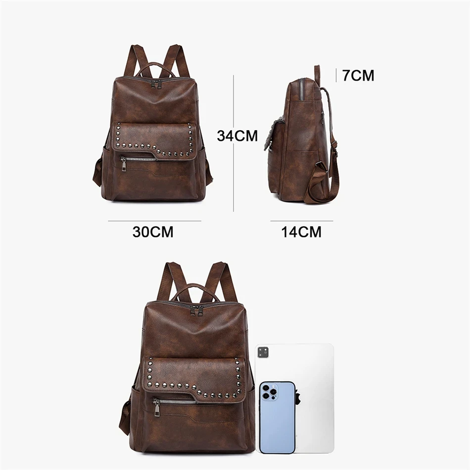 Womens bag simple backpack 2024 new street casual school bag fashion soft leather backpack