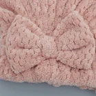 Coral Velvet Shower Cap With Bow Knot Super Absorbent Microfiber Hair Turban Towel Quick Dry