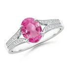 Ring Rings Fashion Silver Jewelry Oval Shape Pink Sapphire Jewelry Hot Pink Sapphire Eternal Ring