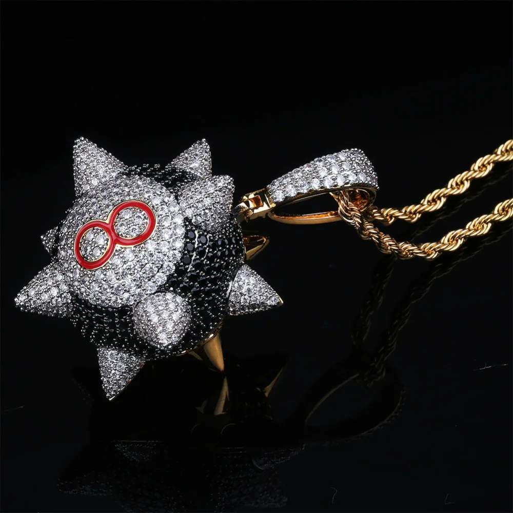 Spike 8-ball Billiard Pendant Necklace 