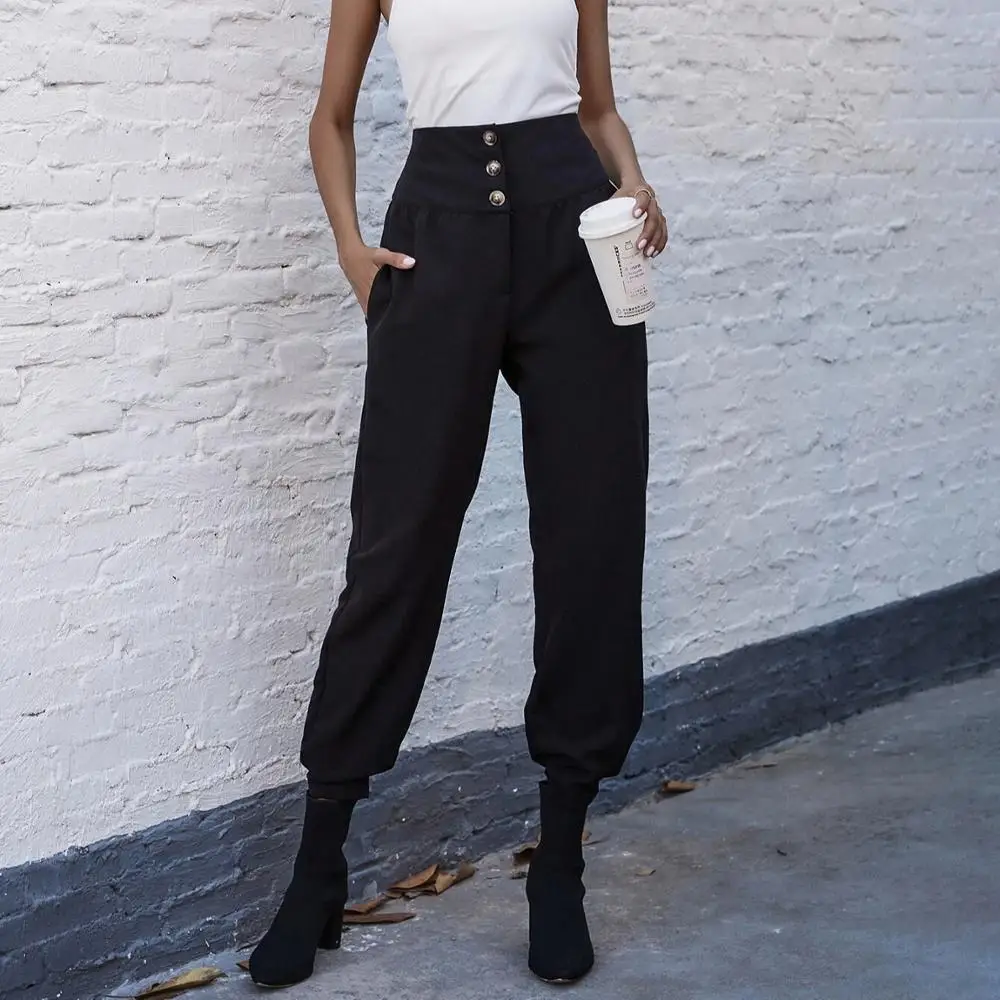 Pantalones Largos A La Moda Para Mujer,Pantalón De Chándal Con Botones Y  Bolsillos Inclinados,De Ocio,Gran Oferta - Buy Moda Running Pantalones, Pantalones De Moda,Poliéster Spandex Mujer Pantalones Product on Alibaba.com