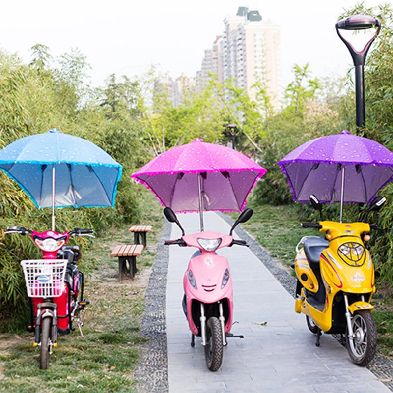 KLH433 Silver Coated Windproof Electric Bike Umbrella Motorcycle Umbrella For Rain And Sunshade Motorbike Sunshade Cover