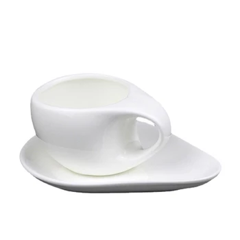 White Handle  Porcelain Espresso Cup For Restaurant Custom Brand LOGO  Ceramic Coffee Cup Sets