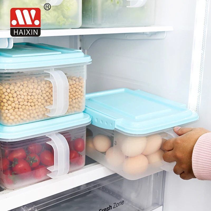 Stackable plastic fruit and vegetable storage box for refrigerator