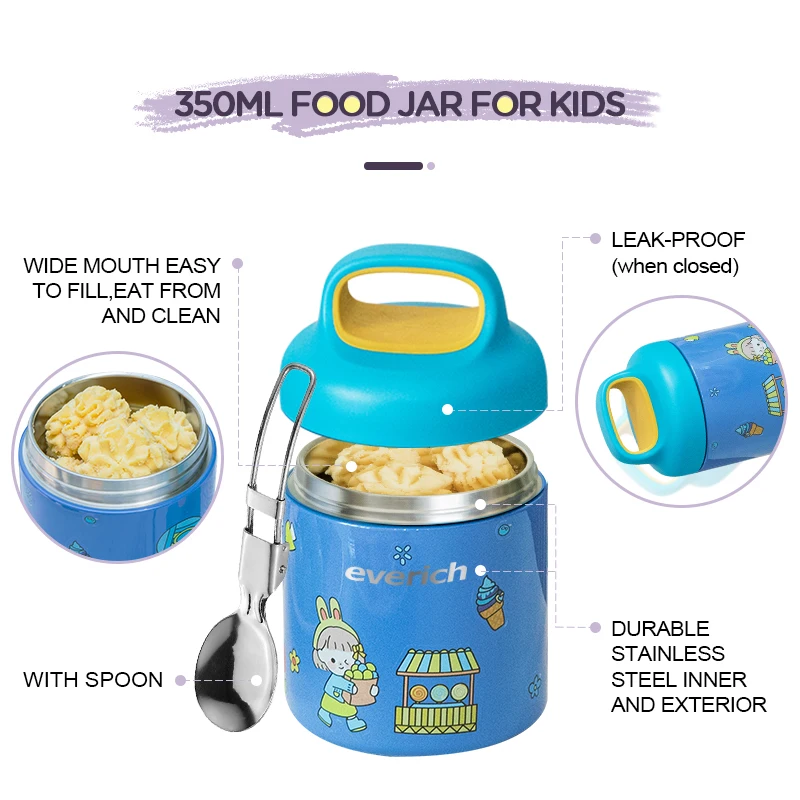 ODM Available Bpa Free Stainless Steel Food Jar Cute Premium Durability Kids Lunch Box Save