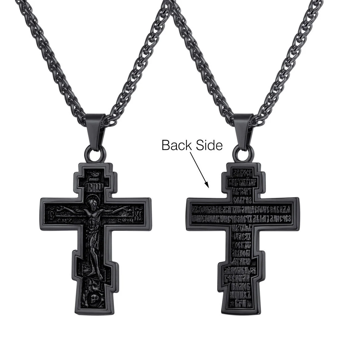 Tarnish free gold plated stainless steel faith trust orthodox cross necklace for woman