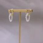 Jewel 14k Gold Injection Natural Freshwater Pearl Double Ring Jewel Earrings