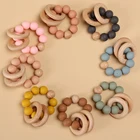 Wooden Beads Wholesales DIY Wooden Baby Teethers Silicone Beads Teething Toys