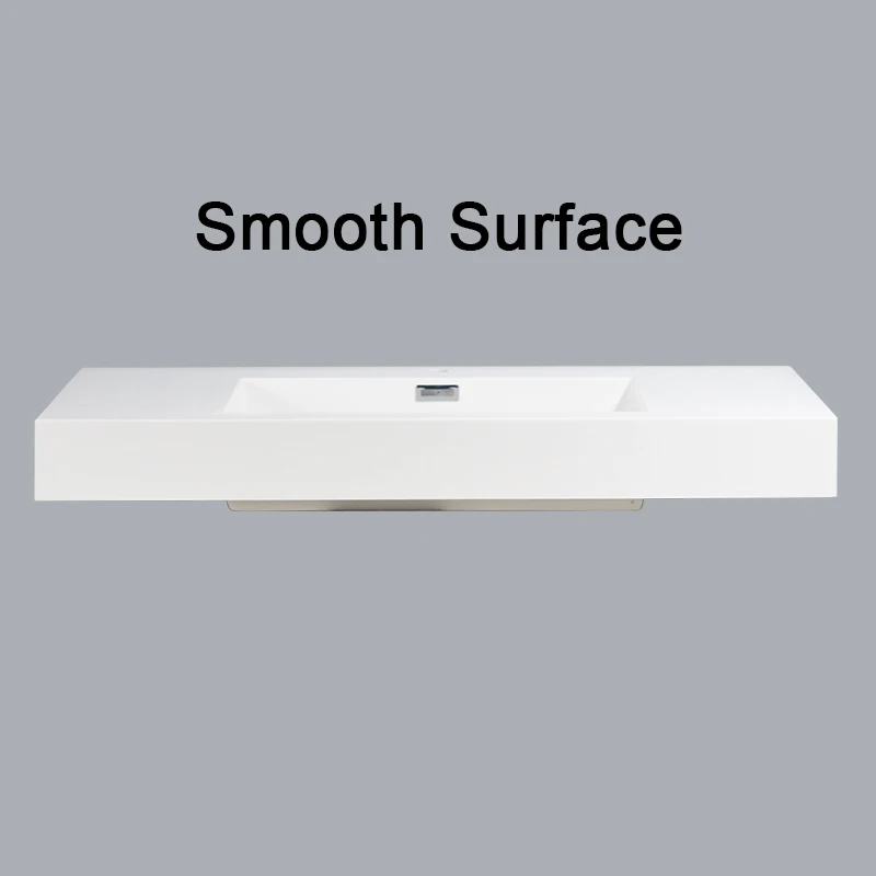 Customized White Rectangle Artificial Marble Tarpul Bathroom Vanity Wash Basin Luxury Hotel Wall Hung Sink Home Mount factory