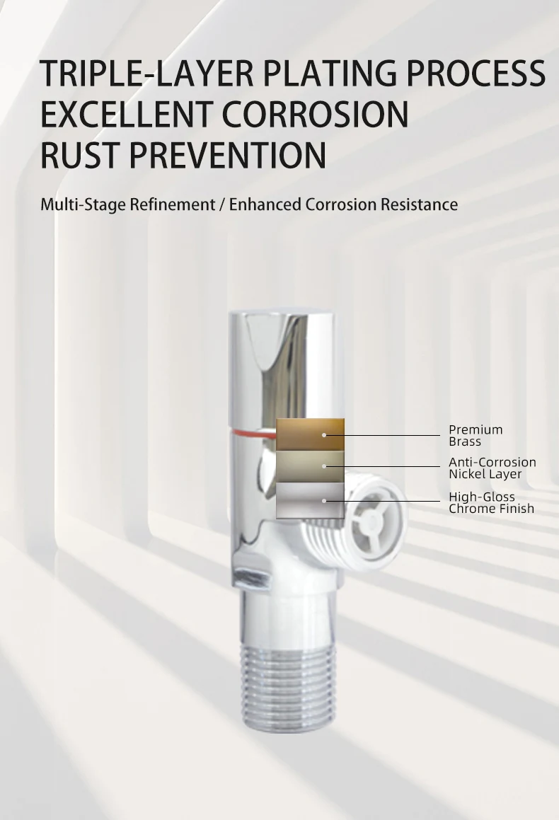 Silver Brass Leak-proof Explosion-proof Large Flow Angle Valve Hot and Cold Universal Toilet Water Heater Angle Valve details