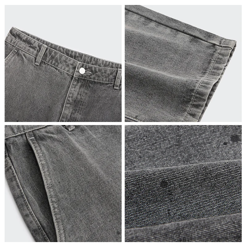 Wholesale Black Jeans Men Straight Denim Pants Loose Washed Jeans New Street Wear Splash Ink Retro Vintage Knitted 28 30 32 34