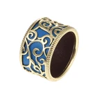 Brass 12MM Gold/Sliver Plating Shaped Flower Brass Rings Rounded Hollow Bague Leather Femme Bijouterie