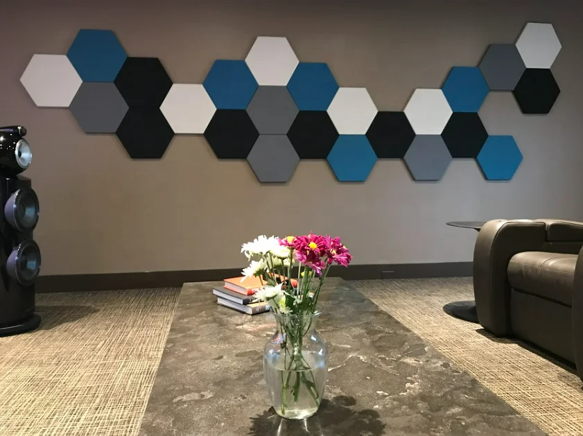 Art Acoustic Panel Absorber Board 3d Wall Felt Soundproof Decorative Hexagon Pet Polyester Fiber Acoustic Panels