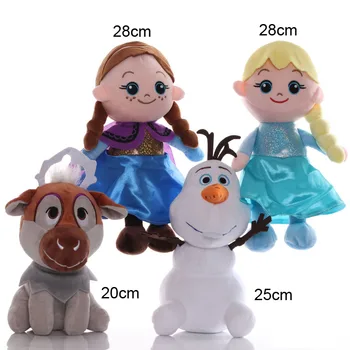 Wholesale 12pcs/lot New 25cm Frozen Elsa Anna Doll Plush toy Kawaii Cartoon animals Snowman Olaf Stuffed Toys Gifts