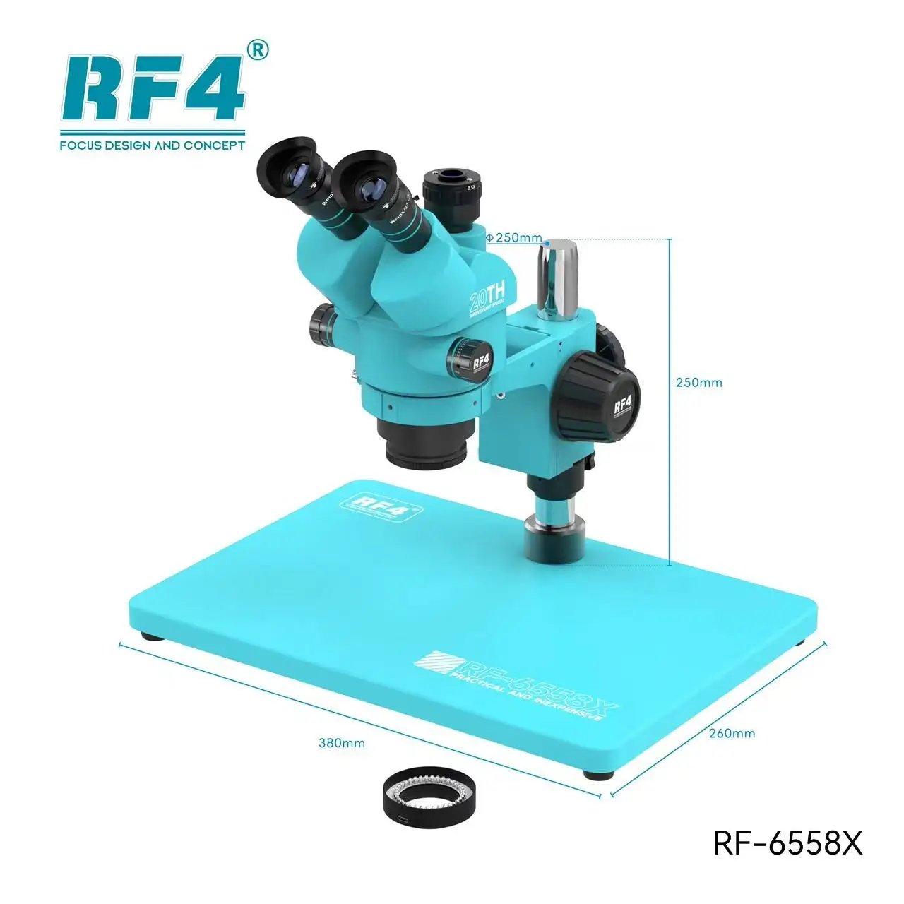RF4 RF-6558X Electronics Trinocular Microscope for Phone PCB Soldering Welding Tool With Alloy Maintenance Stand