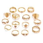 Rings New Fashion 15 Pieces / Set Of Rings For Women Opal Rhinestone Rings For Women Jewelry Gifts