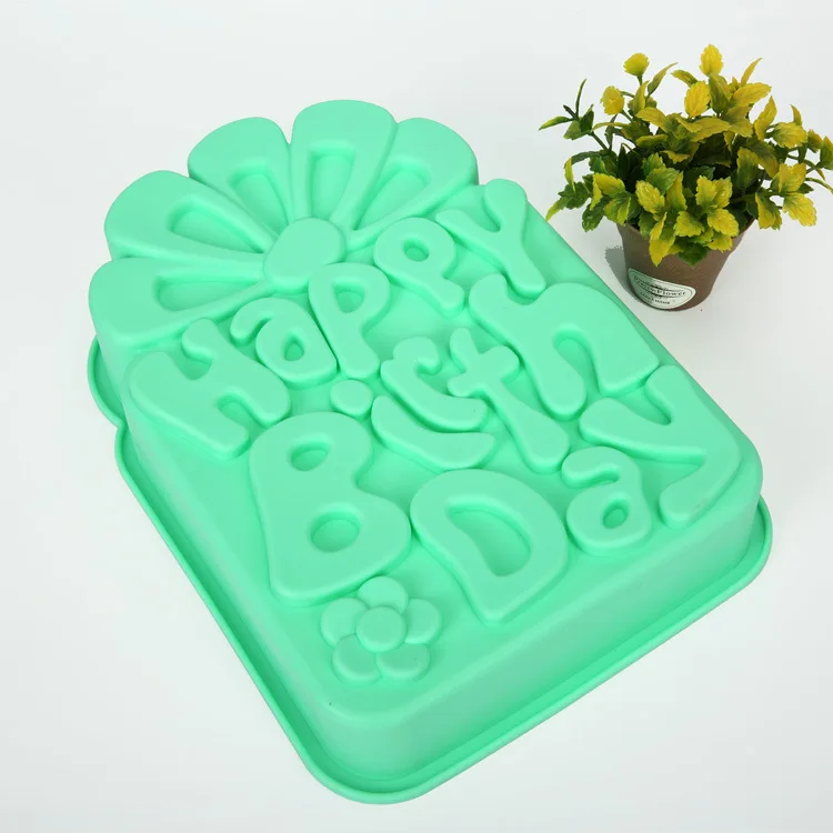 USSE New Arrivals Happy Birthday Cake Pan, Non-stick Fluted Cake Pan Perfect Bakeware for Cake Gelatin Bread