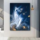 Abstract Painting High Quality Hotel Artwork Modern Stretched Canvas Print Wall Art Blue Abstract Oil Painting