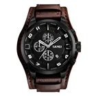 Analog Watch Watches SKMEI 9165 Men's Leather Strap Analog Watch Large Dial Chronograph Wrist Watches
