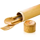 Wholesale Hot Selling Bamboo Spoon Fork Set Bamboo Cutlery Set Travel Utensils Include Fork Spoon Utensil Set