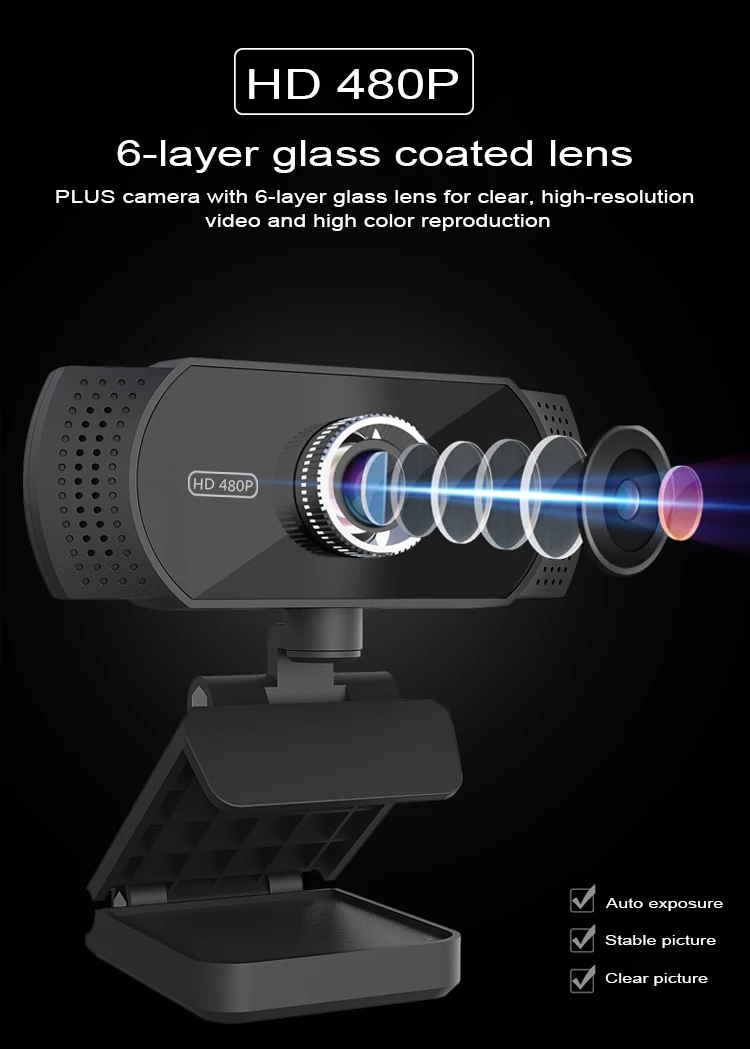 Tianli — webcam flexible usb 480p, avec microphone, nouvelle collection