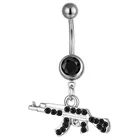 Navel Fashion Dangle Navel Ring Clear Gem Gun Belly Ring Body Piercing Jewelry For Women