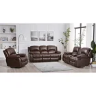 Set Living Room Sets YASITE Bonded Brown Leather Recliner Set Living Room Recliner Sets 3 2 1