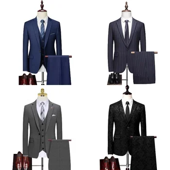 Wholesale Blazer Casual Business Suit Two-piece Korean Suit Slim Red Color Men's Suit Customizable