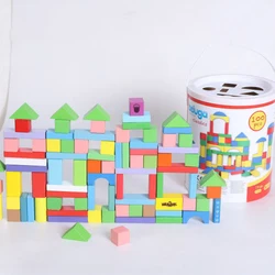 100PCS Wooden Children's Building Blocks Big Particles DIY Assembled Baby Educational Toys