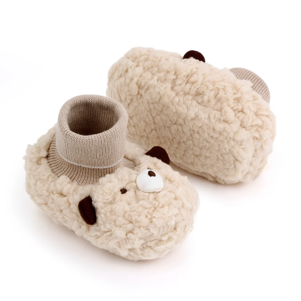 Cute Cartoon Solid Color Furry Animal Autumn and Winter Baby Comfortable Warm Socks Cotton Boots manufacture