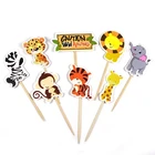 Party Cartoon Zoo Theme Party Cake Decoration For Kids Birthday Party Eco-friendly Animal Cake Topper