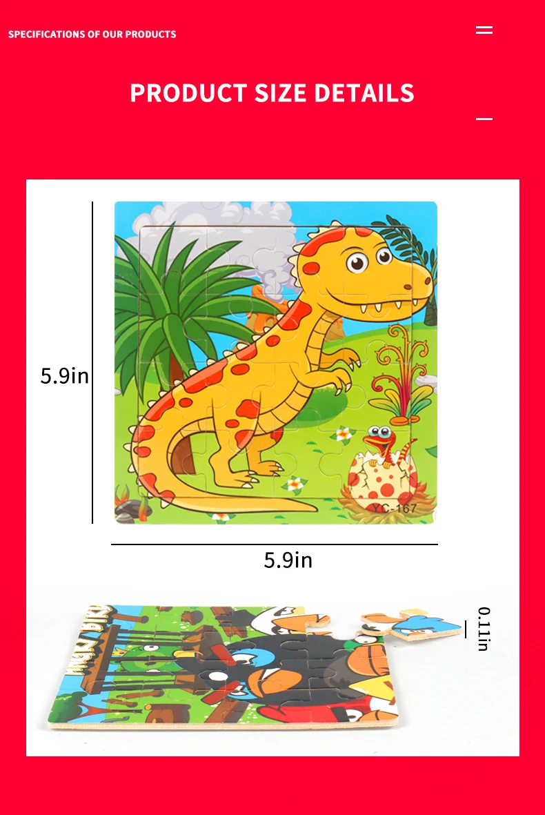 Puzzle personnalisé en bois avec animaux, 20 pièces, jeu d'initiation à l'éducation précoce pour enfants, garçons et filles, fabrication