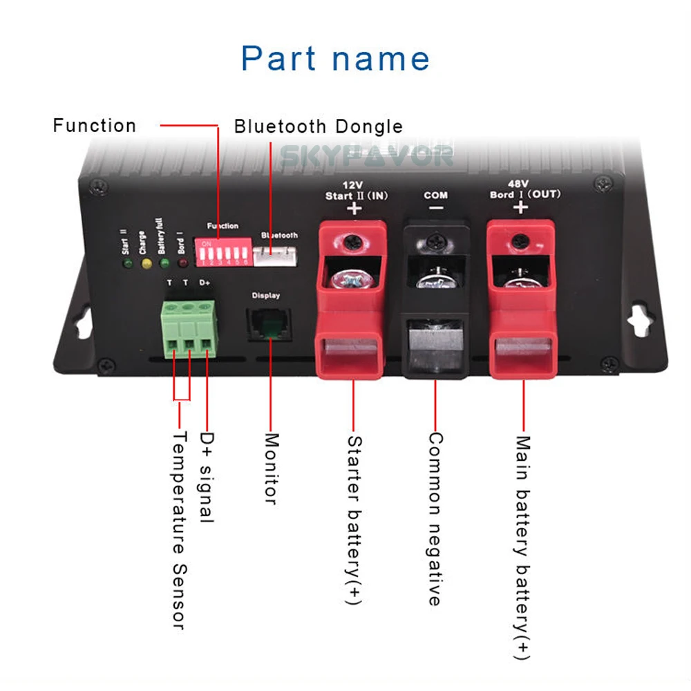 Multi function battery to battery charger 12V to 48V 16A automatic Flooded Gel AGM and Lithium ion lifepo4 DC DC battery charger
