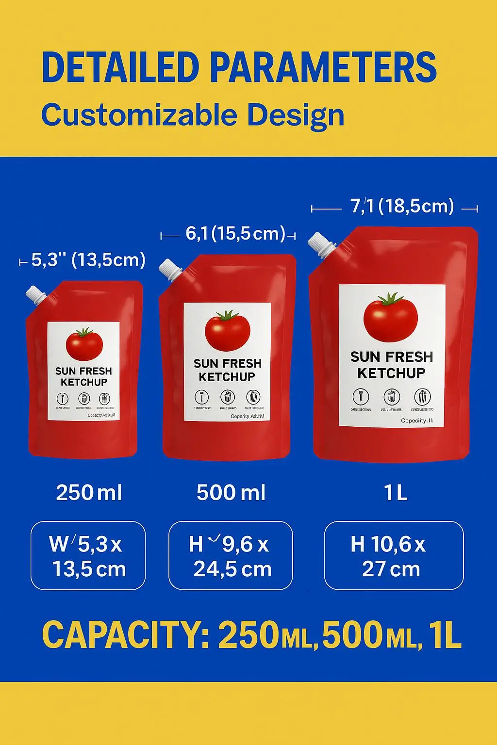 Custom Printed Food Grade Stand up Spout Pouch for Sauce, Ketchup, and Salad Dressing Packaging - detail 6