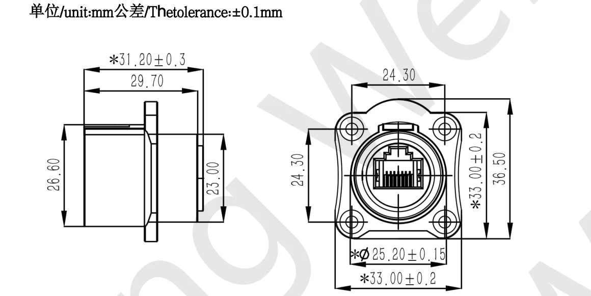 Outdoor IP67 Rated 8-Pin Network Bridge RJ45 Connectors Socket 8 Core Male Signal Chassis Connector Metal Card Buckle Connectors