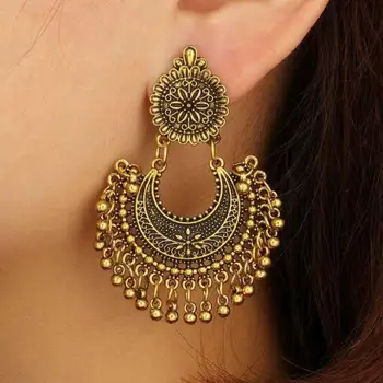 Metal Tassel Jhumka Indian Ethnic Bollywood Dangle Earrings Fashion Jewelry