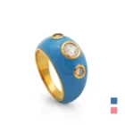 Zircon Finger Chris April Fashion 316L Stainless Steel PVD Plated Enamel Dome Band Zircon Finger Ring